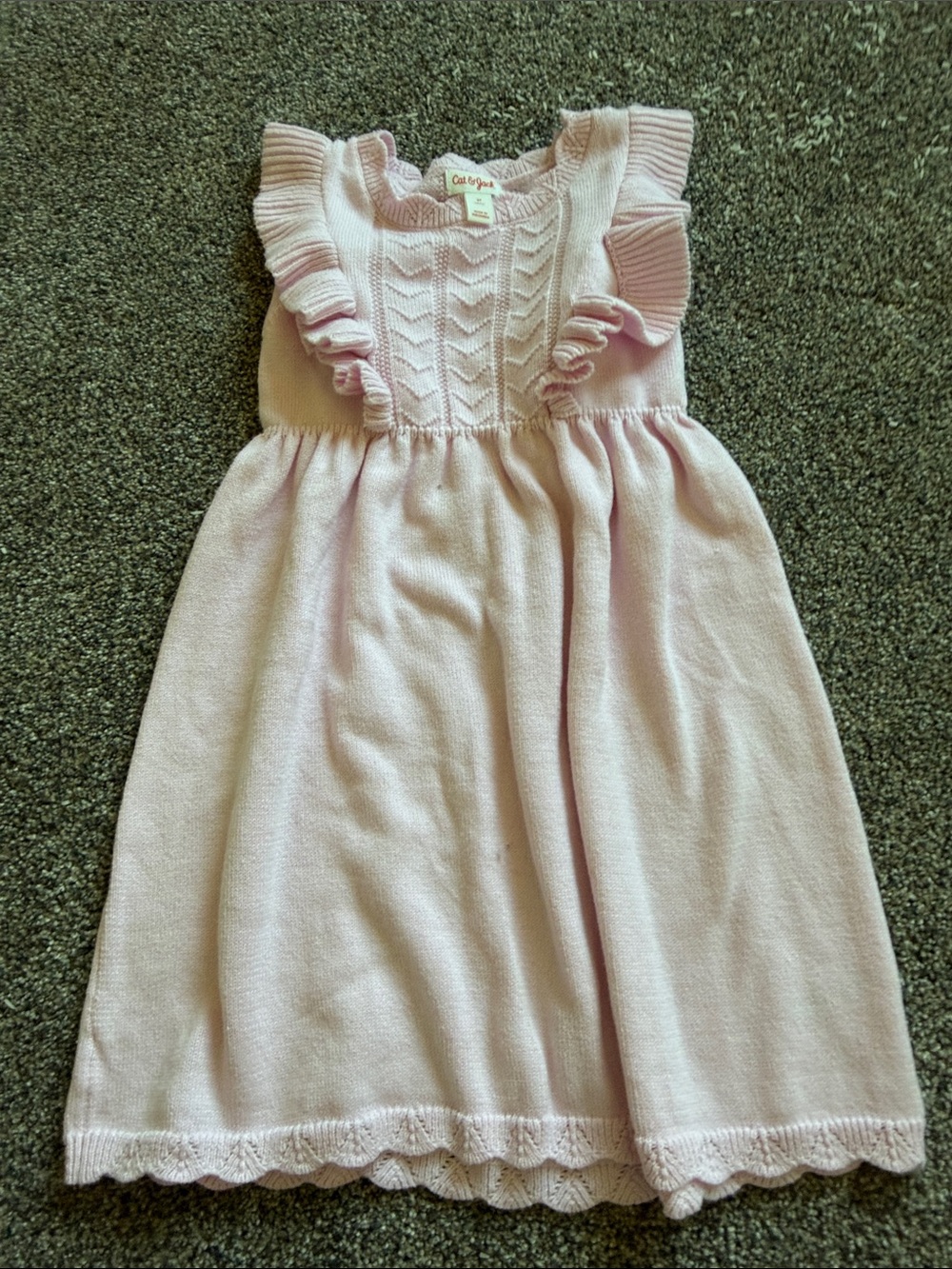 Cat & Jack Light Pink Knit Ruffle-Shoulder Dress